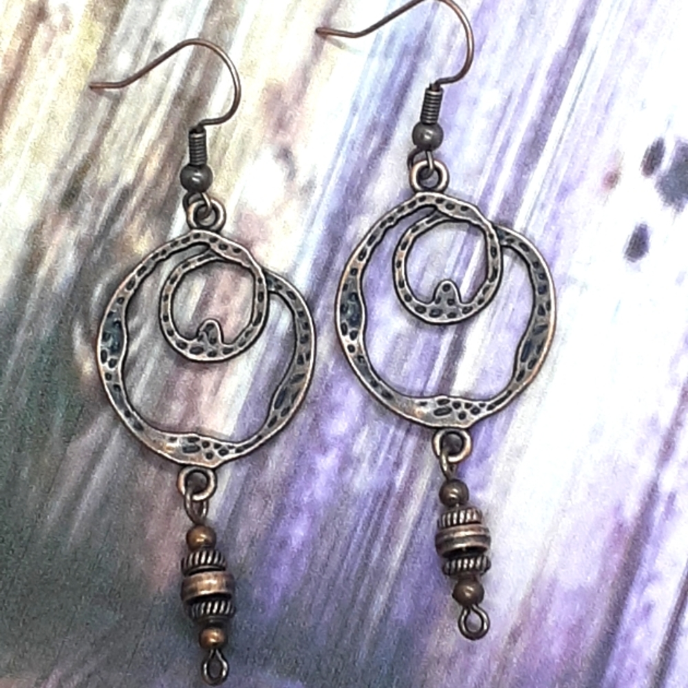 Copper dangle earrings - Picture 3 of 5